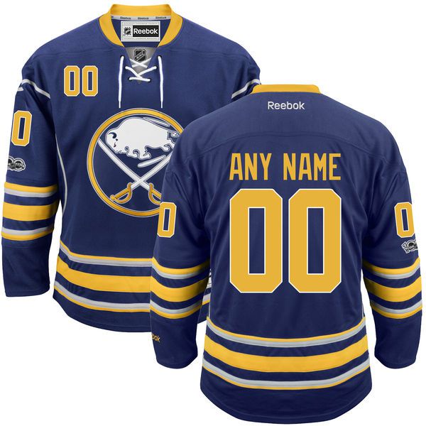 Men Buffalo Sabres Reebok Navy Custom Home Centennial Patch Premier NHL Jersey->->Custom Jersey